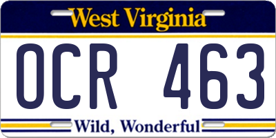 WV license plate OCR463