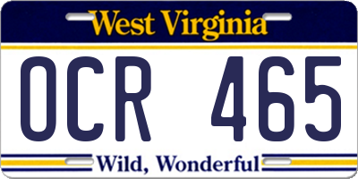 WV license plate OCR465