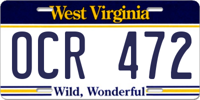 WV license plate OCR472