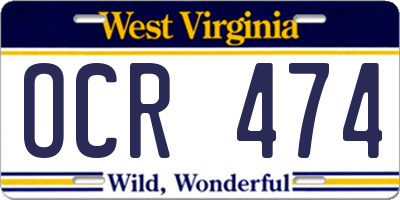WV license plate OCR474