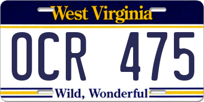 WV license plate OCR475