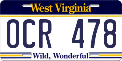 WV license plate OCR478