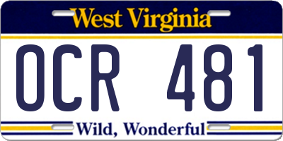 WV license plate OCR481