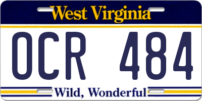 WV license plate OCR484