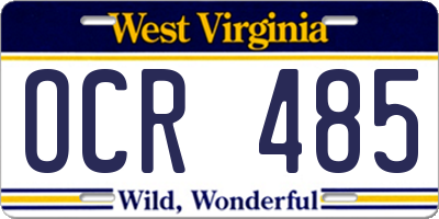 WV license plate OCR485