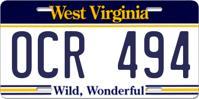 WV license plate OCR494