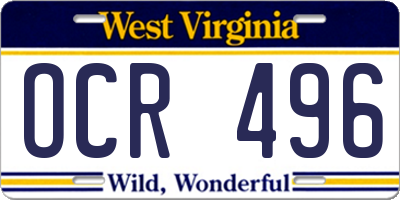 WV license plate OCR496