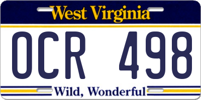 WV license plate OCR498