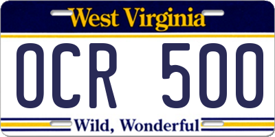 WV license plate OCR500