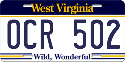 WV license plate OCR502