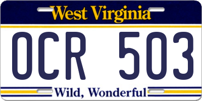 WV license plate OCR503