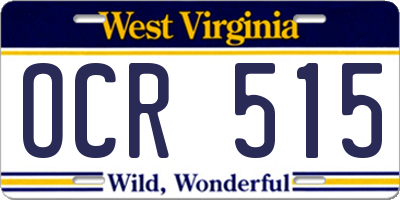 WV license plate OCR515