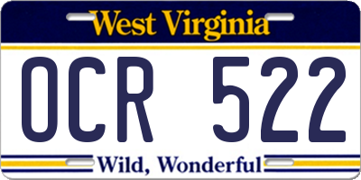 WV license plate OCR522