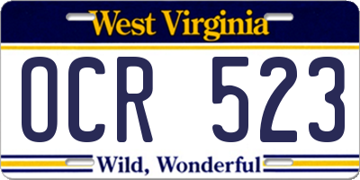 WV license plate OCR523