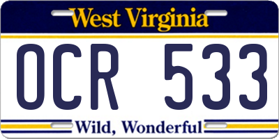 WV license plate OCR533