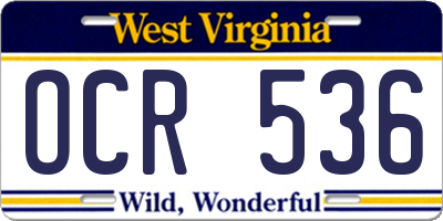 WV license plate OCR536