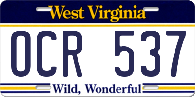 WV license plate OCR537