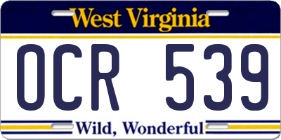 WV license plate OCR539