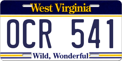 WV license plate OCR541