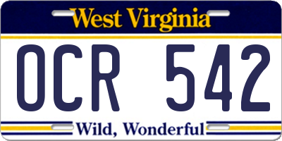 WV license plate OCR542