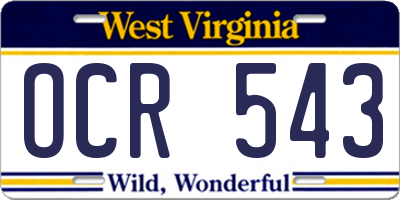 WV license plate OCR543