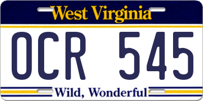 WV license plate OCR545