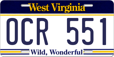 WV license plate OCR551
