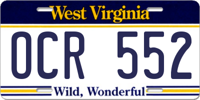 WV license plate OCR552