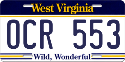 WV license plate OCR553