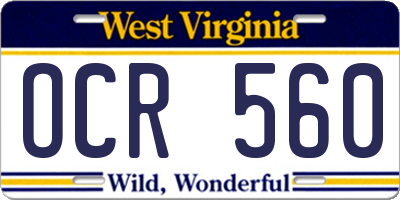 WV license plate OCR560