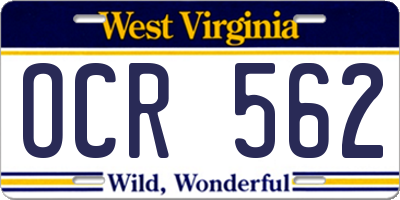 WV license plate OCR562
