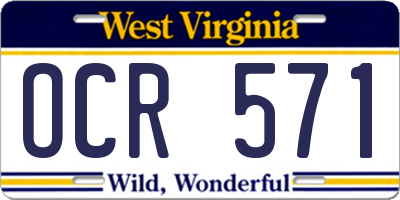 WV license plate OCR571
