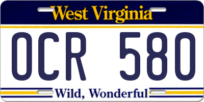 WV license plate OCR580
