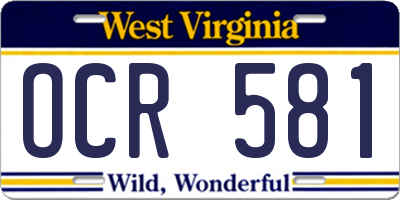 WV license plate OCR581
