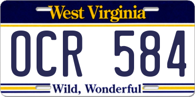 WV license plate OCR584