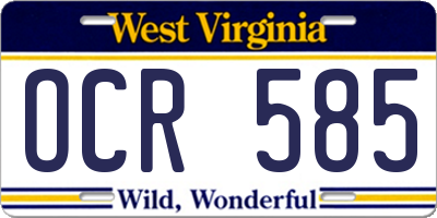 WV license plate OCR585