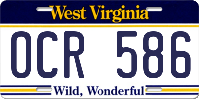 WV license plate OCR586