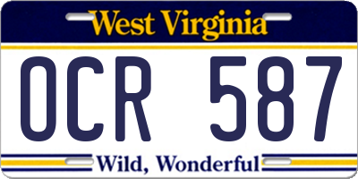 WV license plate OCR587