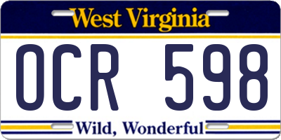 WV license plate OCR598