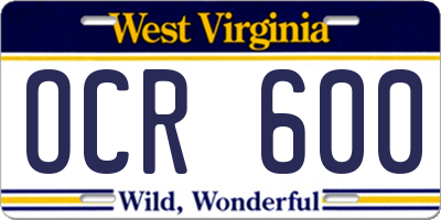 WV license plate OCR600