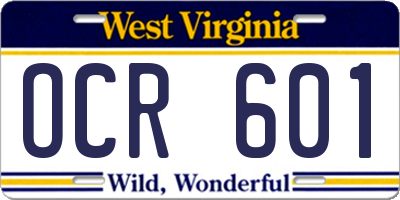 WV license plate OCR601