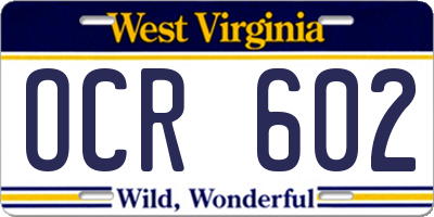 WV license plate OCR602