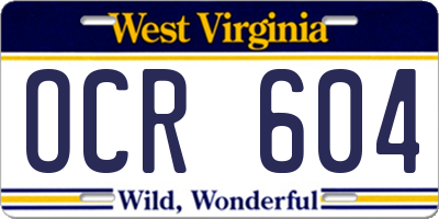 WV license plate OCR604