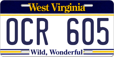 WV license plate OCR605