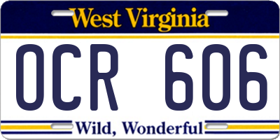 WV license plate OCR606