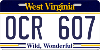 WV license plate OCR607