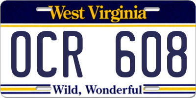 WV license plate OCR608