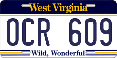 WV license plate OCR609