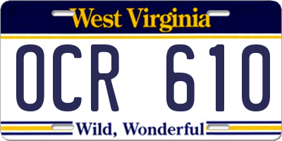 WV license plate OCR610