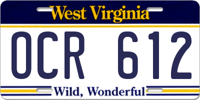 WV license plate OCR612